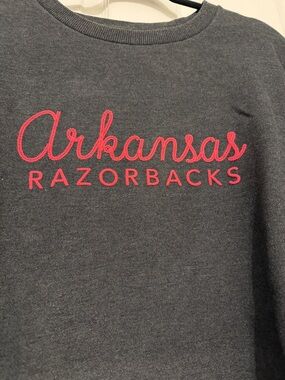 Pressbox Gray Arkansas Razorbacks Sweatshirt with Red Script